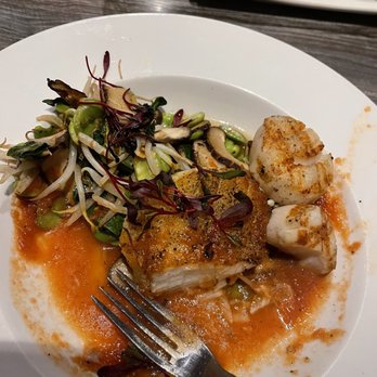 Montauk Seafood Grill - Bass entree with added scallops - Seafood Near Me - Vail, Colorado