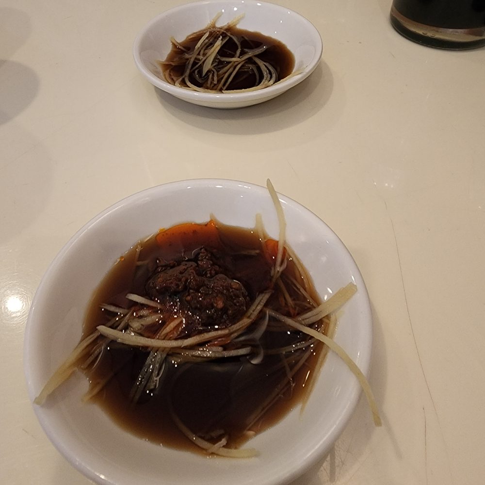 Soup Dumpling Plus - When you order soup dumplings, they give you a dish of just sliced ginger. Make sure to put black vinegar! - Shanghainese Near Me - Fort Lee, New Jersey Soup Dumpling Plus - When you order soup dumplings, they give you a dish of just sliced ginger. Make sure to put black vinegar! - Shanghainese Near Me - Fort Lee, New Jersey