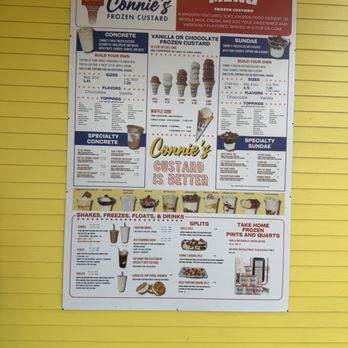 Connie's Frozen Custard - Menu - Ice Cream & Frozen Yogurt Near Me - Houston, Texas Connie's Frozen Custard - Menu - Ice Cream & Frozen Yogurt Near Me - Houston, Texas