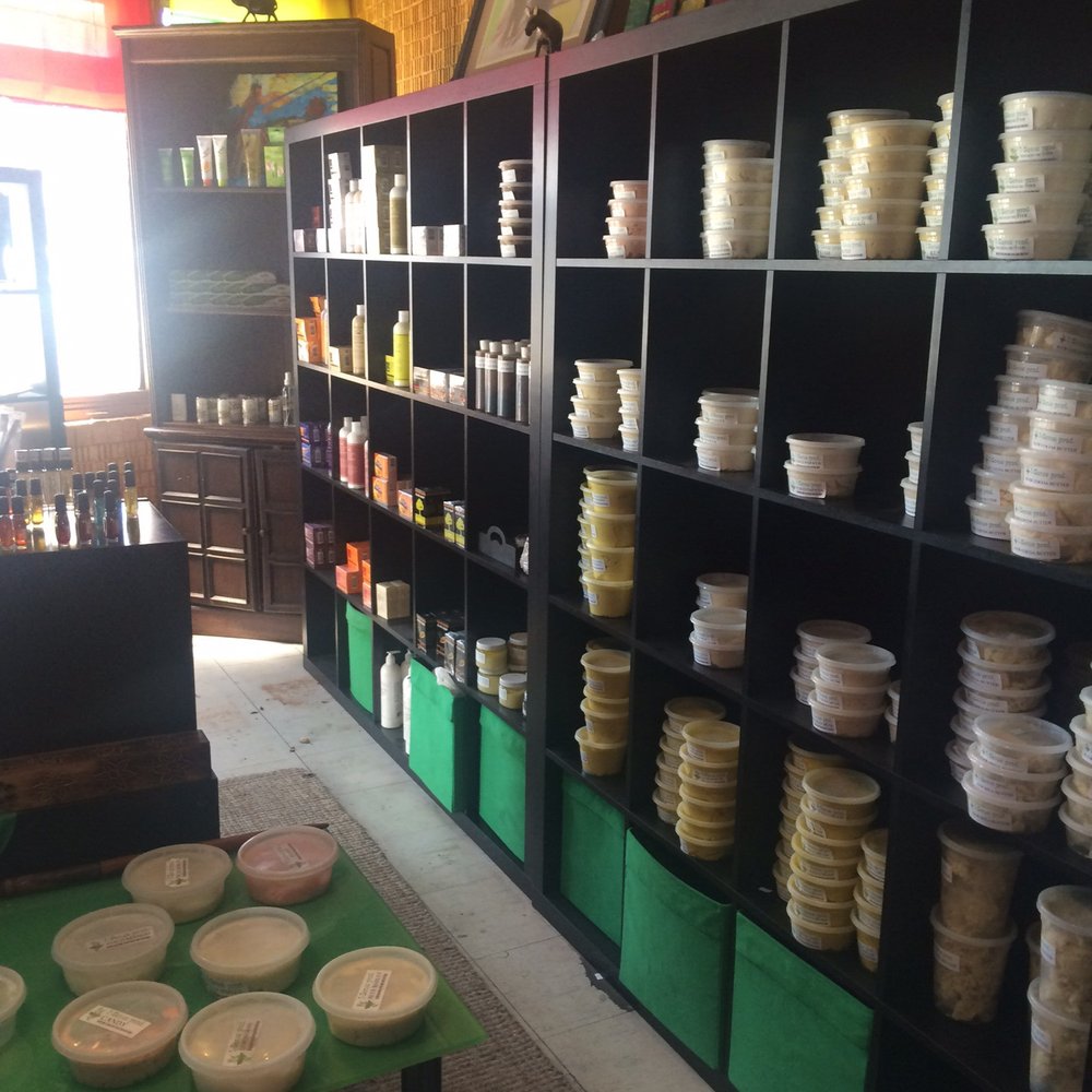 A variety of butters, oils and soaps of different scents and varieties. A variety of butters, oils and soaps of different scents and varieties.