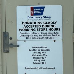 American Cancer Society Discovery Shop - Donation Hours Tue-Sat 10am-4pm