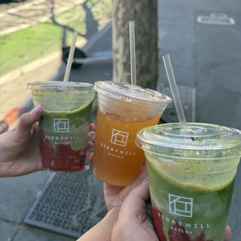 Stonemill Matcha - 03.20.2026- Stonemill Matcha SF- 2 strawberry matcha lattes and a hojicha palmer - Cafes Near Me - San Francisco, California Stonemill Matcha - 03.20.2026- Stonemill Matcha SF- 2 strawberry matcha lattes and a hojicha palmer - Cafes Near Me - San Francisco, California