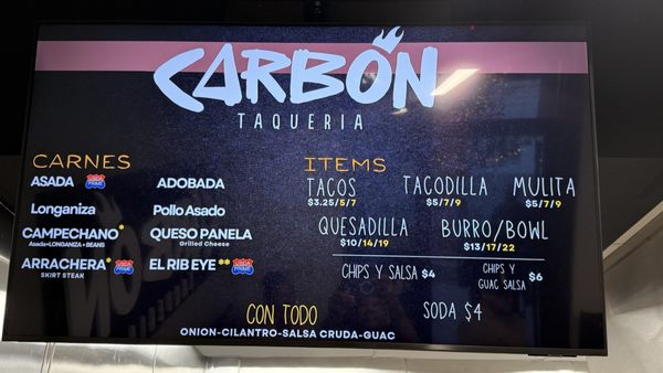 Menu photo 8 Carbon Taqueria Azusa, CA