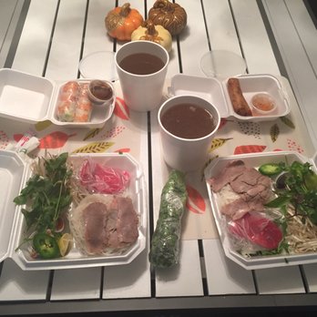 Pho Noodles - Shrimp spring rolls, pork and vegetable egg rolls, and two #24s - Vietnamese Near Me - Phoenix, Arizona