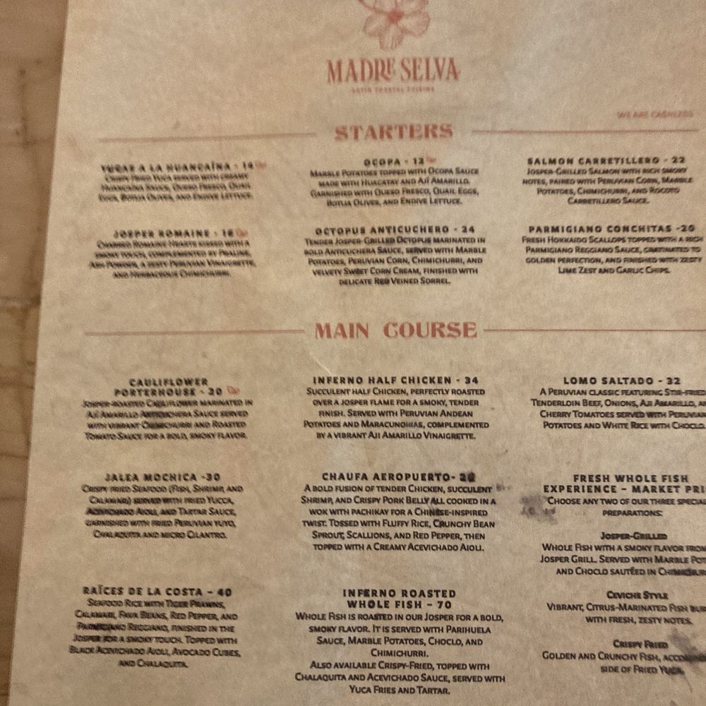 Madre Selva - Ceviche menu - Latin American Near Me - Atlanta, Georgia