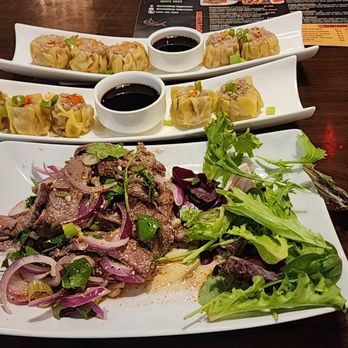Rice Thai Dining - Steamed Dumplings (Kenom Jeeb) and Num Tok (Beef Salad)! - Thai Near Me - Hagerstown, Maryland