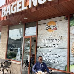 Bagel Nosh - Sitting out with my dog twix and enjoying bagel !!!