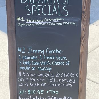 Maria's Cafe & Grille - Start here for the best Breakfast deals in OCNJ- heed well this outside breakfast special board, available thru 11 am - Seafood Near Me - Ocean City, New Jersey