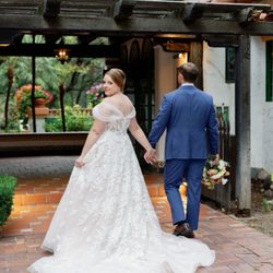 Here Comes the Bride & Groom - Back of the dress outside lighting