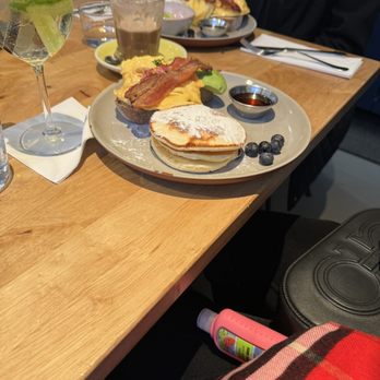 Bakers & Roasters - B and R( blueberry pancakes; scrambled eggs; bacon and avocado - Breakfast & Brunch Near Me - Amsterdam, New Hampshire