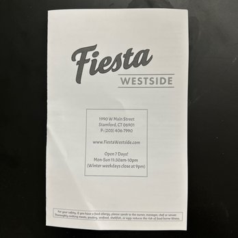 Fiesta Westside - menu - Peruvian Near Me - Stamford, Connecticut