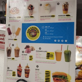 Don Gaspacho Paleteria & Snacks - Menu - Desserts Near Me - Hayward, California Don Gaspacho Paleteria & Snacks - Menu - Desserts Near Me - Hayward, California