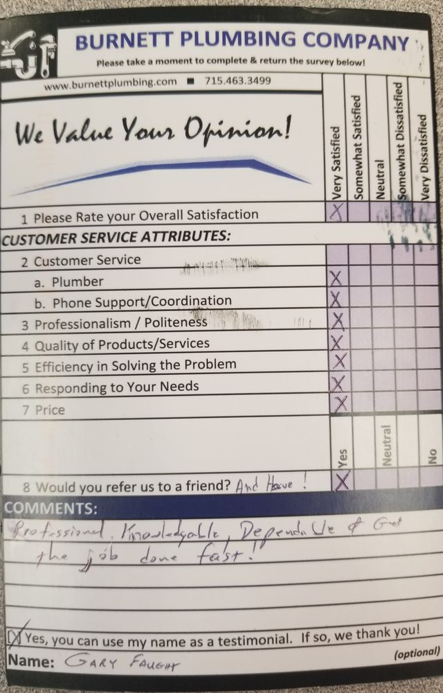 Slide of Burnett Plumbing Company