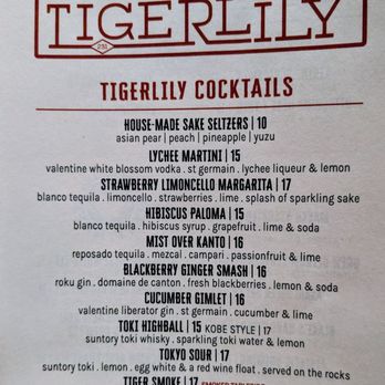 TigerLily - Cocktails - Japanese Near Me - Ferndale, Michigan