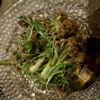 Camper - Flashed-Cooked Flowering Cauliflower, Mole Amarillo, Coriander, Morita Chile - New American Near Me - Menlo Park, California