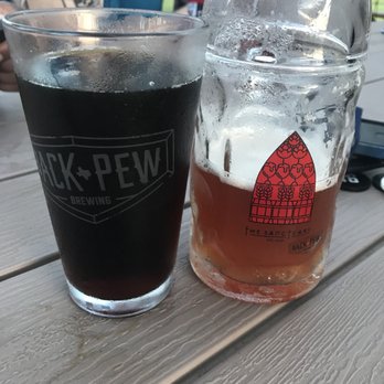 Back Pew Brewing - Dark beer is Sweet Salvation and the light beer is Garnet Pietist. My friend had GP so I can't comment on how it was. - Breweries Near Me - Porter, Texas