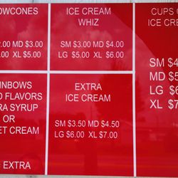 Zink's Snow Cones - Prices as of 08/2024