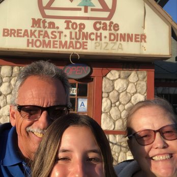 Mountain Top Cafe - Front of restaurant, my husband, Granddaughter and myself - American Near Me - Phelan, California