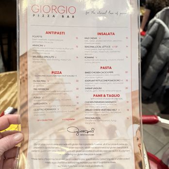 Giorgio Pizza Bar - Food menu - Pizza Near Me - Raleigh, North Carolina
