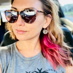 Courtney Choi - Capelli Salon - Had to start by dipping my toe in the coloring pool. Purple roots turn to pink, then the gorgeous coral!