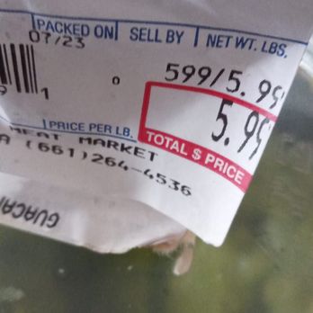 Oso Meat Market - a price label on a bowl of broth - Meat Shops Near Me - Palmdale, California