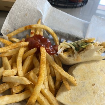 Duckroost Seafood & Deli - Fried "fire cracker" shrimp wrap and fries - Seafood Near Me - Saint Amant, Louisiana
