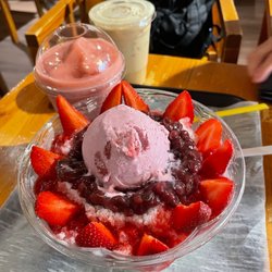 Caffébene - Misugaru Latte, Strawberrynana Smoothie, strawberry bingsoo
