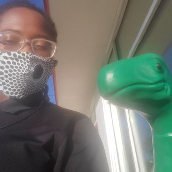 MG's - Me and the cool dino outside - Burgers Near Me - Sherman, Texas MG's - Me and the cool dino outside - Burgers Near Me - Sherman, Texas