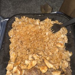"Rice dinner" that's supposed to be two meats "Rice dinner" that's supposed to be two meats