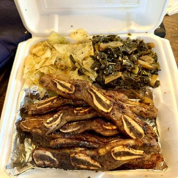 Mississippi Georgia Fried - Beef ribs, delicious greens and buttery herbaceous cabbage - Soul Food Near Me - Valencia, California