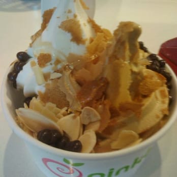 Pinkberry - Salted caramel with crepes almonds dark chocolate crisps and some honey! - Ice Cream & Frozen Yogurt Near Me - Glendale, Colorado Pinkberry - Salted caramel with crepes almonds dark chocolate crisps and some honey! - Ice Cream & Frozen Yogurt Near Me - Glendale, Colorado