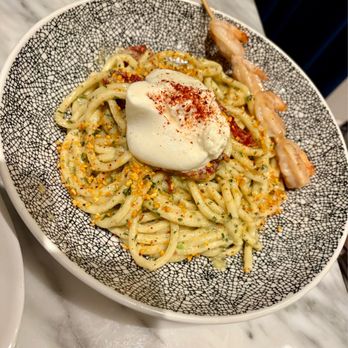 The French Pantry - Bucatini with Burrata and Shrimp - Bakeries Near Me - St. Augustine, Florida The French Pantry - Bucatini with Burrata and Shrimp - Bakeries Near Me - St. Augustine, Florida