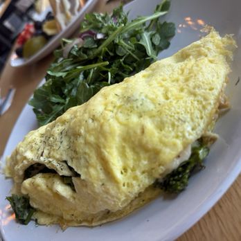 Eggspresso - Grilled Broccolini Omelet with chicken - Breakfast & Brunch Near Me - Fullerton, California