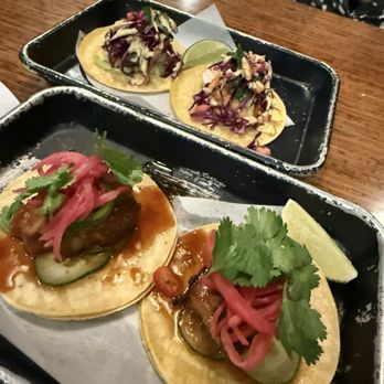 Willi's Seafood & Raw Bar - Mahi Tacos (top) Crispy Pork Belly Tacos (bottom) - Seafood Near Me - Healdsburg, California Willi's Seafood & Raw Bar - Mahi Tacos (top) Crispy Pork Belly Tacos (bottom) - Seafood Near Me - Healdsburg, California