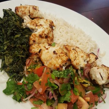 Express Kabob - Chicken kabob with a side of salad and spinach - Afghan Near Me - Plano, Texas Express Kabob - Chicken kabob with a side of salad and spinach - Afghan Near Me - Plano, Texas