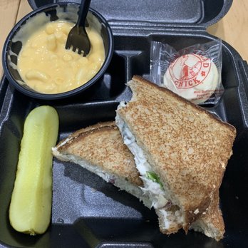 Chicken Salad Chick - Fruity Fran on wheat toast with Mac and cheese. Tasty!! I'll be back! - Southern Near Me - Katy, Texas Chicken Salad Chick - Fruity Fran on wheat toast with Mac and cheese. Tasty!! I'll be back! - Southern Near Me - Katy, Texas