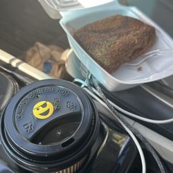 Janeen's Majik Beanz - Red eye with almond milk and the gluten-free cinnamon swirl