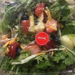 Barely anything on this salad, no dressing, no fork. Barely anything on this salad, no dressing, no fork.