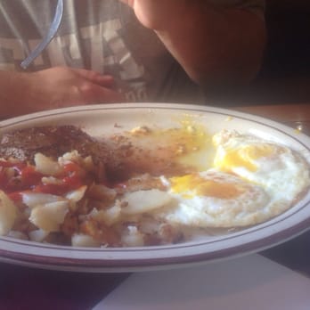 Compton's Pancake House - Yummy medium rare steak and eggs.... Yup he's happy - Breakfast & Brunch Near Me - Stroudsburg, Pennsylvania Compton's Pancake House - Yummy medium rare steak and eggs.... Yup he's happy - Breakfast & Brunch Near Me - Stroudsburg, Pennsylvania