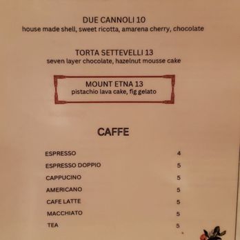Sicily Osteria - Dessert Menu. - Sicilian Near Me - New York, New York Sicily Osteria - Dessert Menu. - Sicilian Near Me - New York, New York