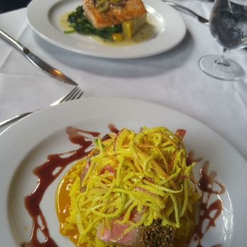 Cielo Restaurant - Pan seared grouper and ahi tuna. - New American Near Me - Sanibel, Florida Cielo Restaurant - Pan seared grouper and ahi tuna. - New American Near Me - Sanibel, Florida
