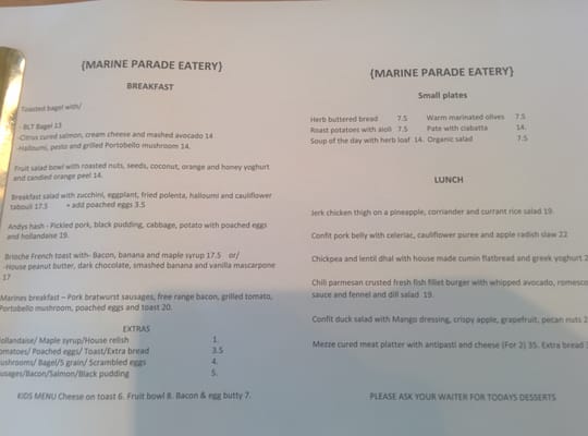 Menu photo 2 Marine Parade Eatery Paraparaumu Beach, WGN