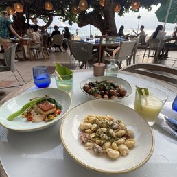 Truffle pasta with sausage, local fish, potatoes with salsa verde Truffle pasta with sausage, local fish, potatoes with salsa verde
