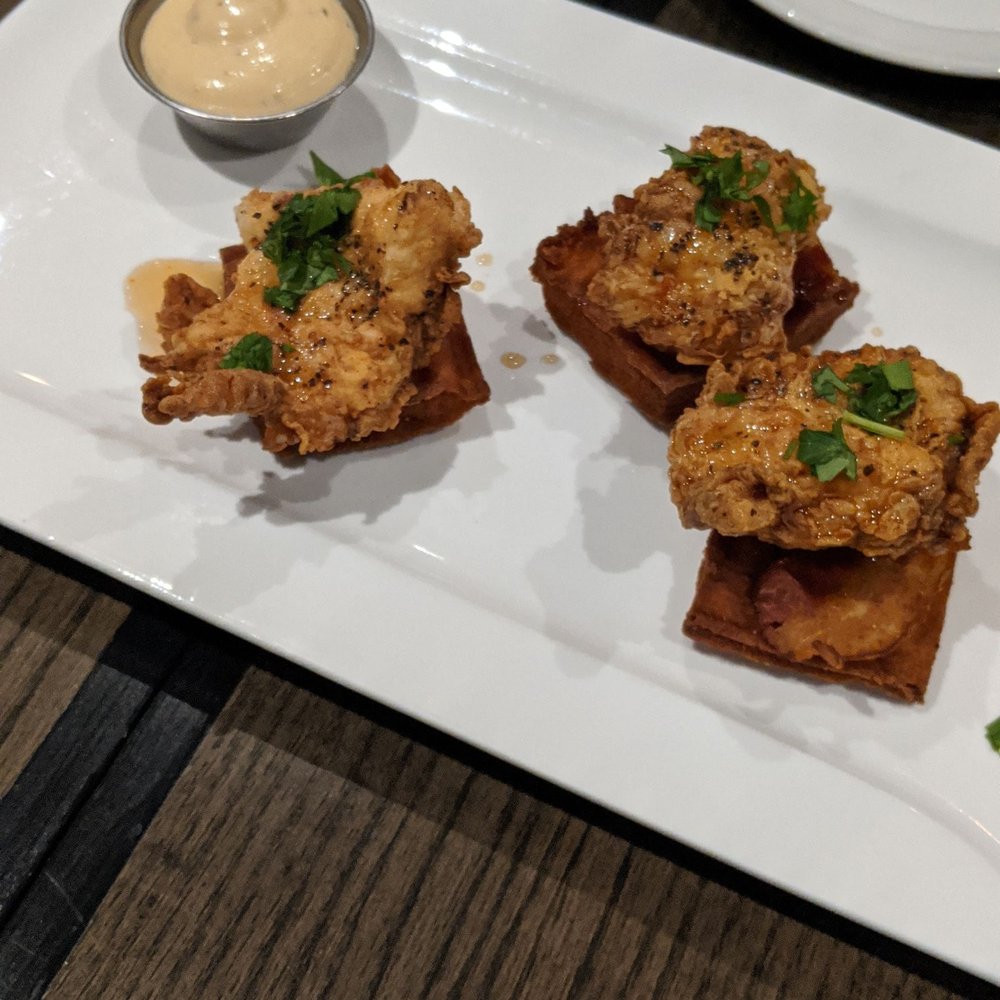 Three Six Kitchen & Lounge - Chicken and Waffles appetizer - Canadian (New) Near Me - Bowmanville, Ontario Three Six Kitchen & Lounge - Chicken and Waffles appetizer - Canadian (New) Near Me - Bowmanville, Ontario