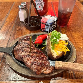 H3 Ranch - NY strip steak and baked potato - Steakhouses Near Me - Fort Worth, Texas