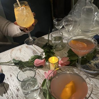 Le Sud Mediterranean Kitchen - Le Sud martinis. The wine glass has sangria in it. - Mediterranean Near Me - Chicago, Illinois