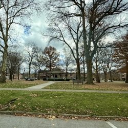 Irvine Park - Gazebo, sidewalk, trees, grassy fields, etc.