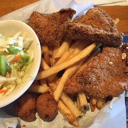 Lunch special great price $10.00. Catfish, hush puppies great fries, and apple cider slaw.