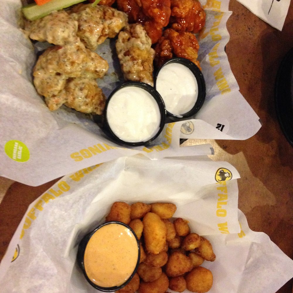6 garlic parmesan and 6 mango habanero, plus an order of fried cheese curds 6 garlic parmesan and 6 mango habanero, plus an order of fried cheese curds