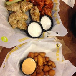 6 garlic parmesan and 6 mango habanero, plus an order of fried cheese curds
